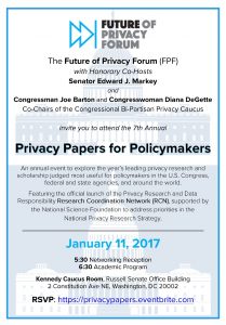 FPF’s 7th Annual Privacy Papers for Policymakers: January 11, 2017 | Capitol Hill @ Kennedy Caucus Room | Russell Senate Office Building